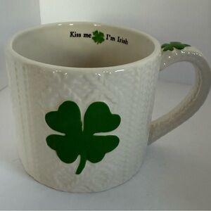 Irish Shamrock Coffee Tea Cup Mug By Tag Sweater Design “Kiss Me I’m Irish”